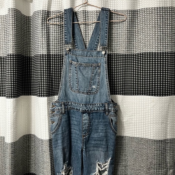 Cello Pants - CELLO Distressed Denim Overalls